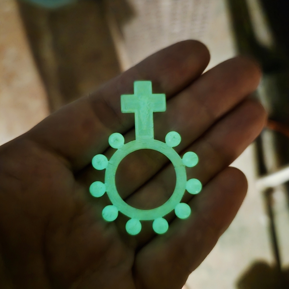 Vintage Decenery Finger Luminous Glow in the Dark Rosary Ring